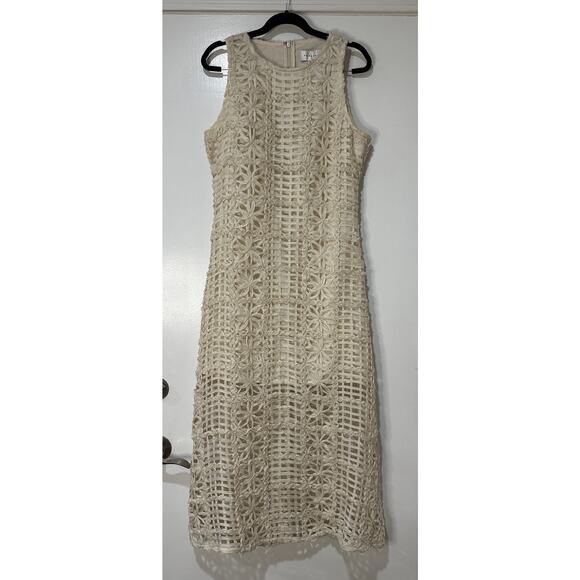 Nordstrom Endless Rose Sleeveless Textured Lace Midi Dress Ivory Size Large NWT - Picture 2 of 15